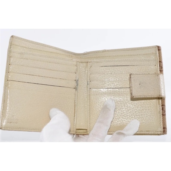 GUCCI Eclipse Canvas & Leather Beige White With Gold Hardware Bi-Fold Wallet - Picture 8 of 11